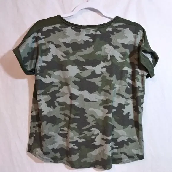 Lucky Brand Camouflage Soft Knit T-Shirt and Shorts Set Loungewear Pjs Size L - Picture 7 of 11